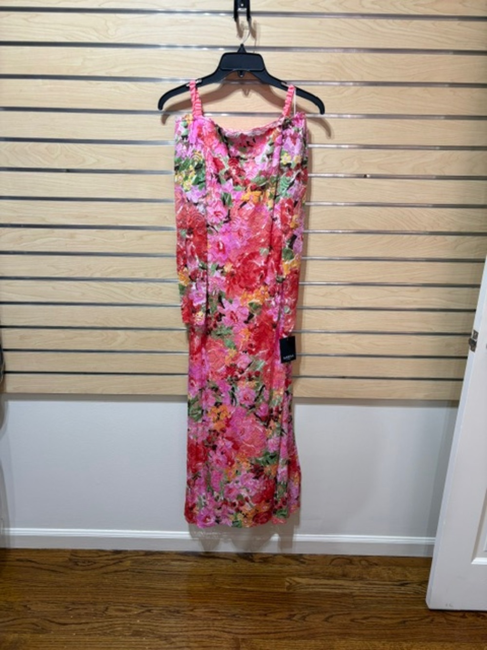 MARINA Pink Floral Midi Slip Dress